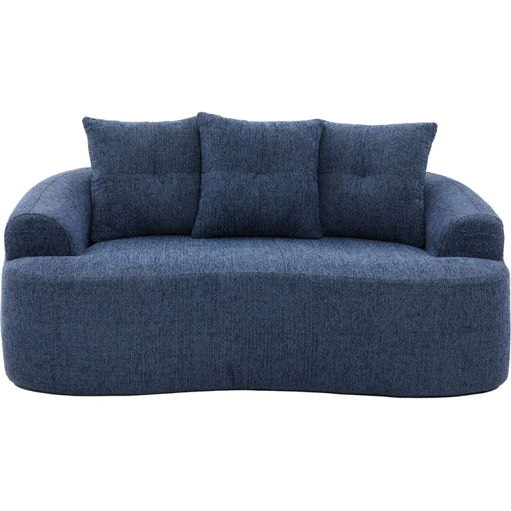 LVHOM 2-Sitzer Sofa mit 3 Kissen, Cloud Sofa mit komprimiertem Design, kein Aufbau erforderlich, Doppelsofa aus Chenille, Blau – Bild 1