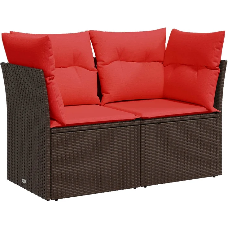 vidaXL Sofa Set 6 stk. Braun und Rot Polyrattan und Stahl 3447349 – Bild 3