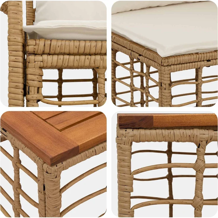 vidaXL Outdoor-Sofagarnitur 6 stk. Natürlich und Cremweiß 3437642 – Bild 7