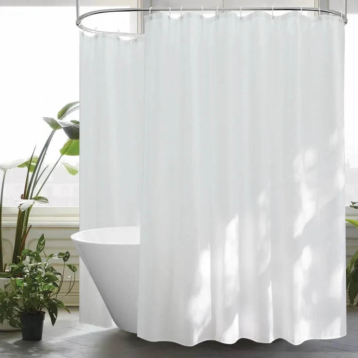 Extra Breiter Textil Duschvorhang Weiß 300x200 Anti Schimmel Wasserdicht – Bild 1