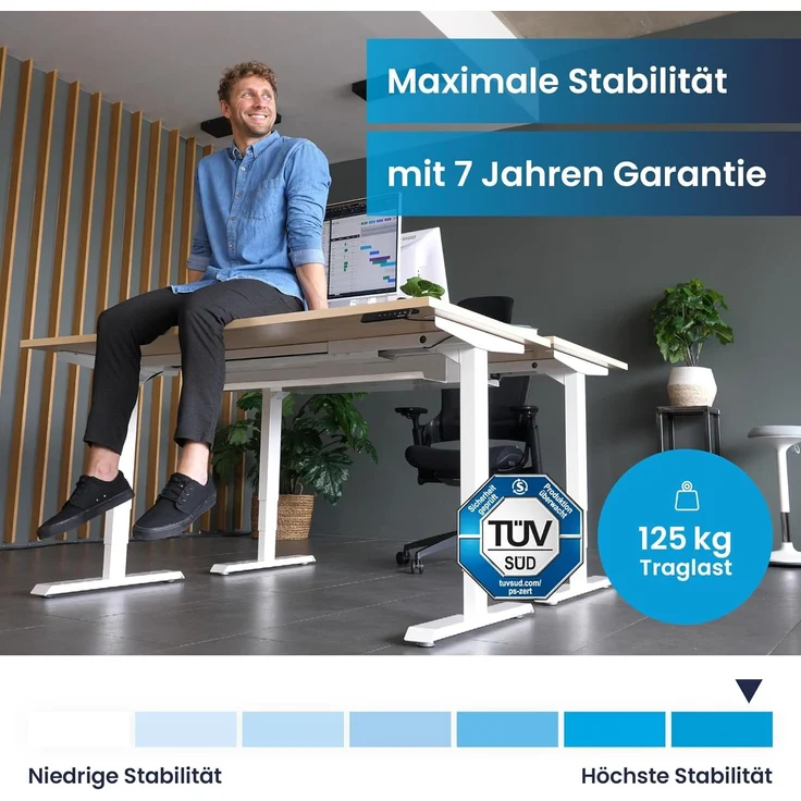 Desktopia Pro X - Elektrisch höhenverstellbarer Schreibtisch / Ergonomischer Tisch mit Memory-Funktion, Ahorn, Gestell Schwarz, 160x80 cm – Bild 4