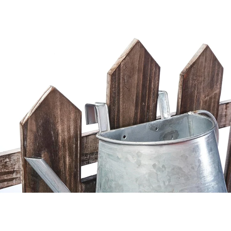 Kobolo Blumentopf Blumenkasten aus Holz - 3 Metallbehälter mit Haken, aus Holz – Bild 6