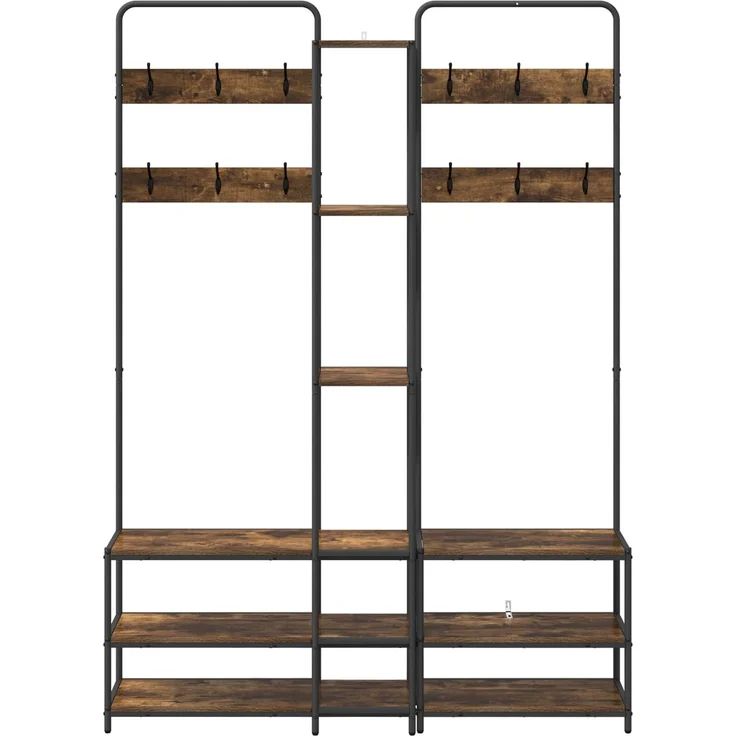 vidaXL Garderobenständer mit Schuhbank Raucheiche 143 x 30 x 199,5 cm 8012046 – Bild 4