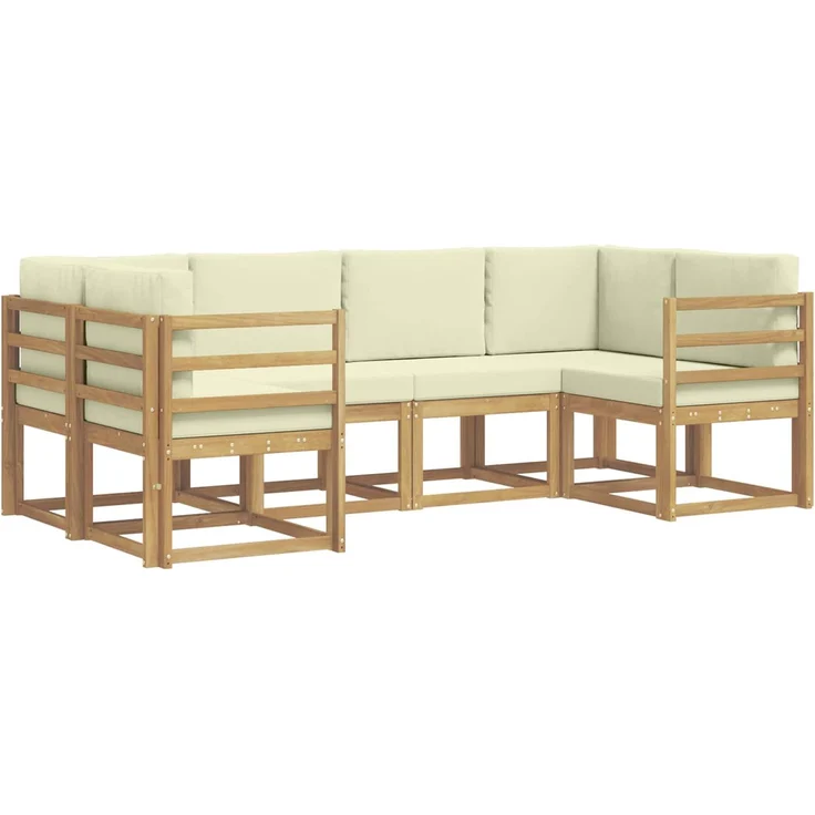 vidaXL Outdoor-Sofagarnitur mit Kissen 6 pcs Weiß und Creme 3388104 – Bild 2
