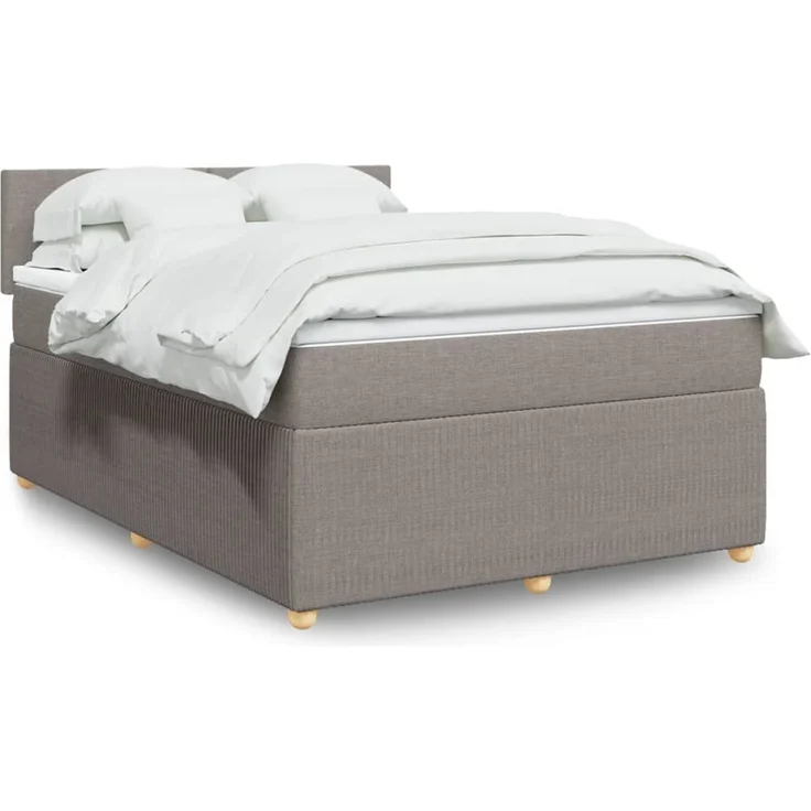 vidaXL Boxspringbett mit Matratze Taupe 160x200 cm Stoff 3289804 – Bild 1