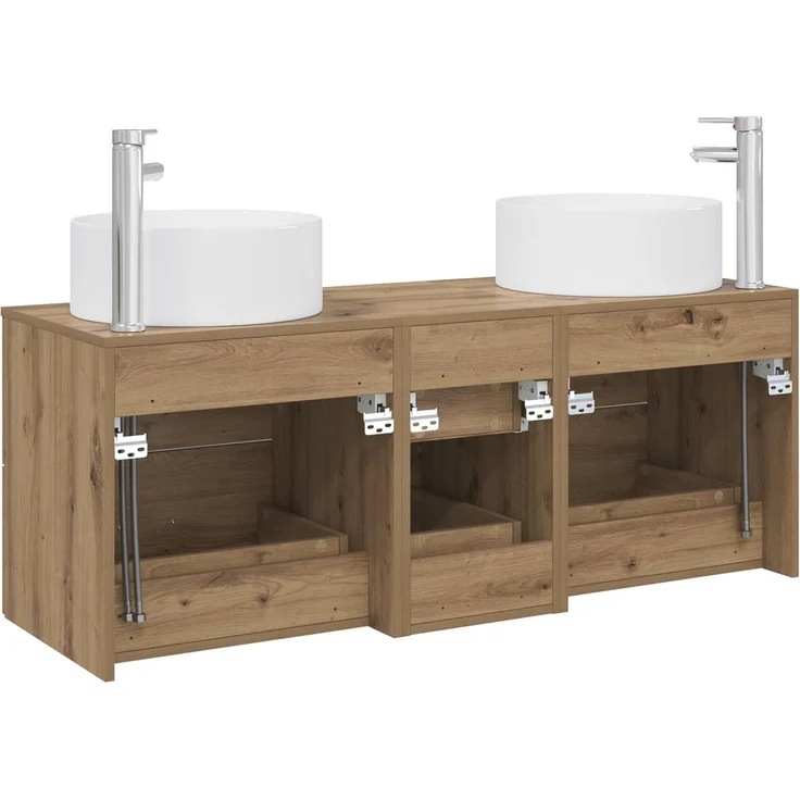 vidaXL Badezimmerschrank-Set 3 stk. Artisan-Eiche 129 x 44,5 x 80 cm 3405962 – Bild 7