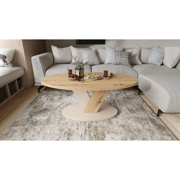 designimpex Couchtisch Design Couchtisch Lova oval Wohnzimmertisch ovaler Tisch Sofatisch, Funktionstisch, Wohnzimmertisch, Tisch, Esstisch, Sofatisch, Rollen – Bild 2