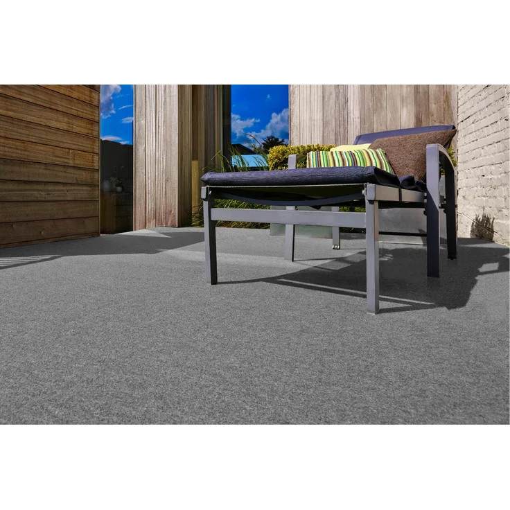 andiamo Kunstrasen Outdoor wasserdurchlässig, Rasenteppich wetterfest, Drainage-Noppen, UV-beständig, für Balkon und Garten, Farbe:Grau, Größe:200x300 cm