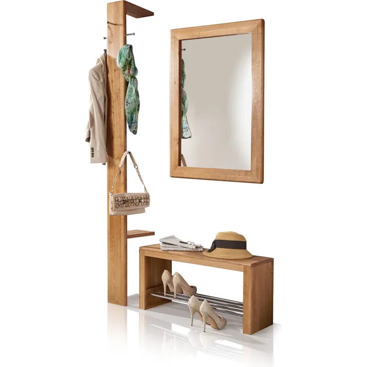 Garderobe 30x200cm 'Bayreuth' Wildeiche massiv