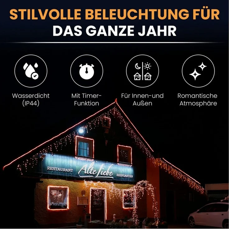 Gartenpirat LED-Lichterkette Eisregen LED-Beleuchtung Weihnachtsdeko für außen mit Timerfunktion, 4,2 m – Bild 2