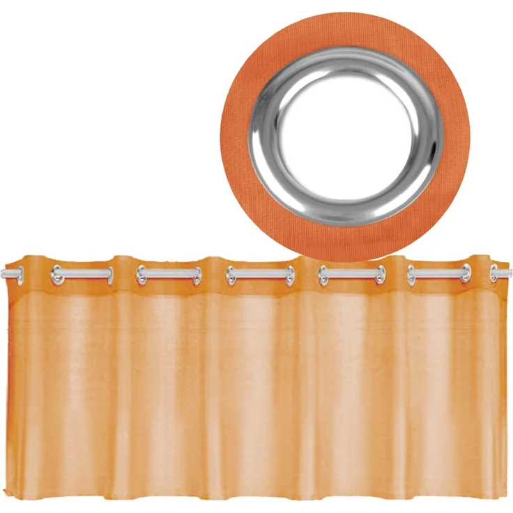 Ösen-Bistrogardine in B160cm x L60cm, transparente uni Scheibengardine Voile in vielen verschiedenen Farben erhältlich (hellorange - möhre) – Bild 1