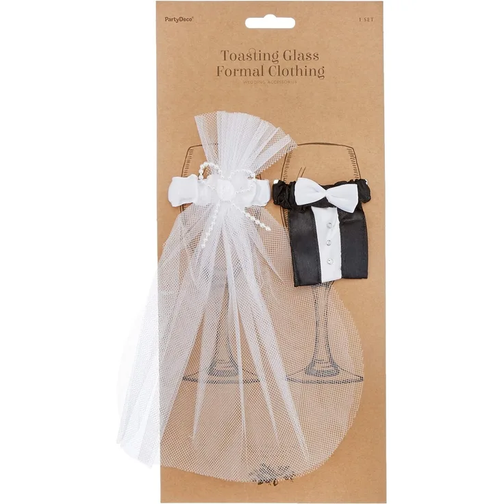 PartyDeco uk-karton  2er-Set Glasdekoration im Brautpaarlook