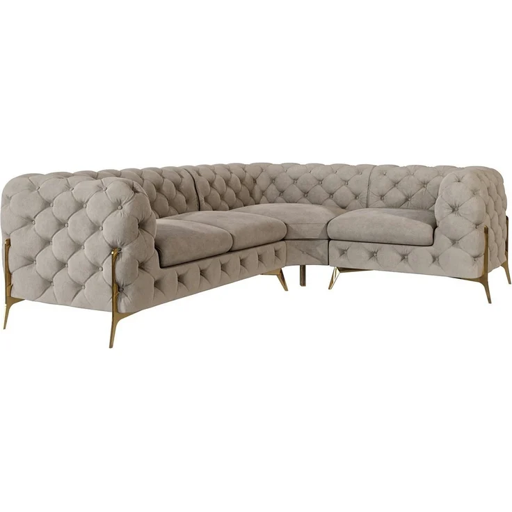 S-Style Möbel Ecksofa Chesterfield Ashley mit Goldene Metall Füßen, Die Eckeinheit kann entweder rechts- oder linkshändig sein, mit Wellenfederung – Bild 4