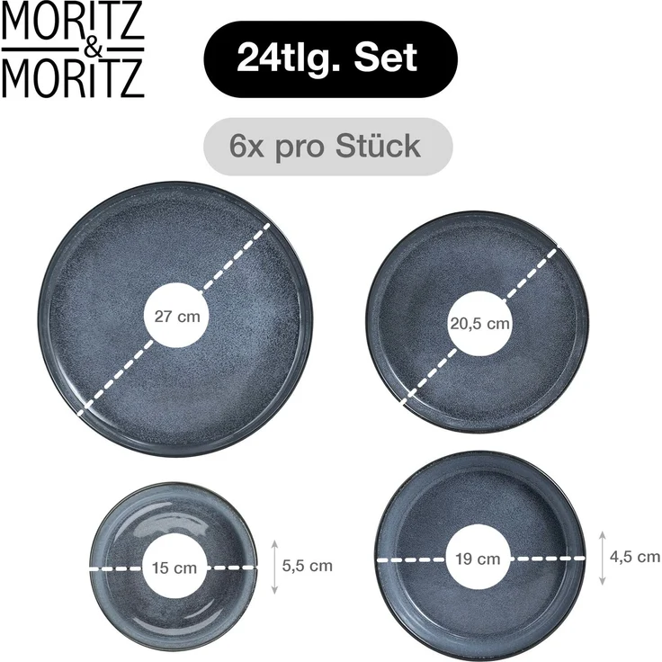 Moritz & Moritz VIDA 24tlg Geschirrset Blau – Bild 2