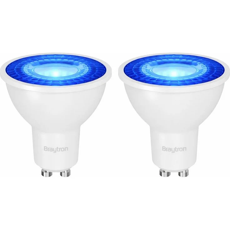 Braytron LED-Leuchtmittel GU10 Rot Blau Grün Gelb7W 38° Deko Party Garten Signal Event Licht, GU10, Blau, Energieeffizient, Flimmerfrei, Langlebig, 2er Set – Bild 1