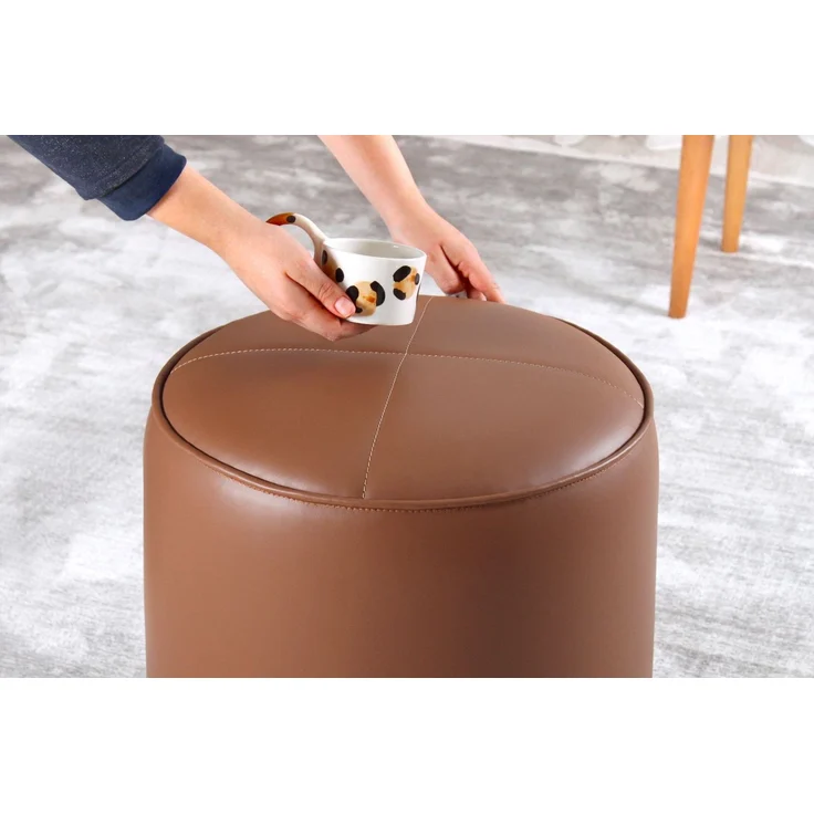 Hanah Home 'Nocbel - Tan' Pouffe, Bräunen, 40 x 43 x 40 cm – Bild 2