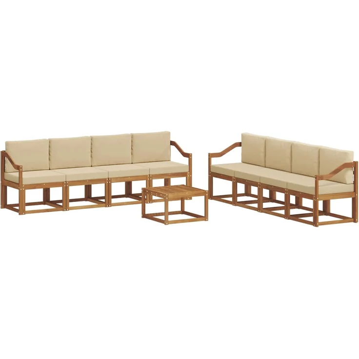 vidaXL Outdoor-Sofagarnitur 9 pcs Natur und Beige Massivholz Akazie 3366201 – Bild 2