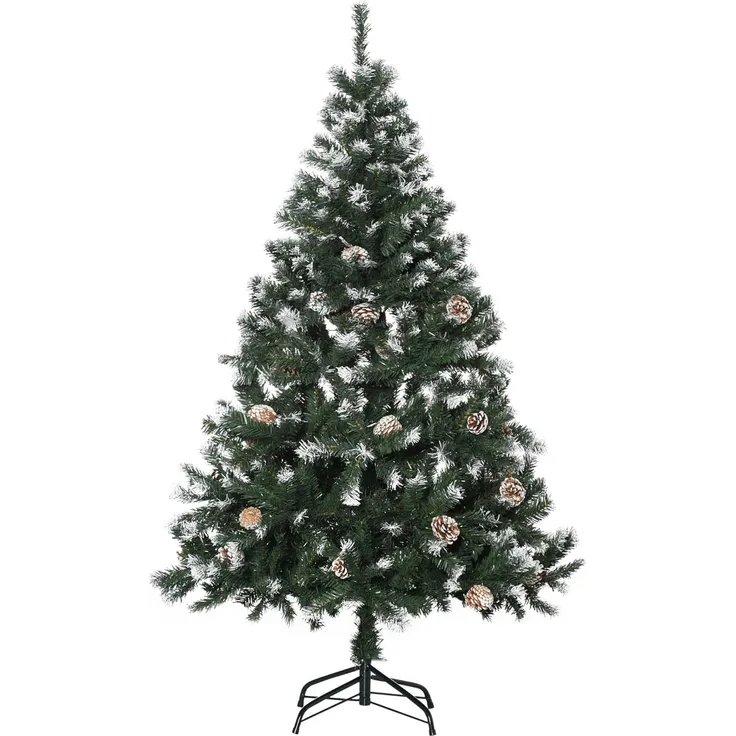 HOMCOM Künstlicher Weihnachtsbaum 150 cm Kunstkiefer, mit 676 Astspitzen, faltbar Standfuß, Kiefer, für Weihnachtsfest, Indoor, Grün