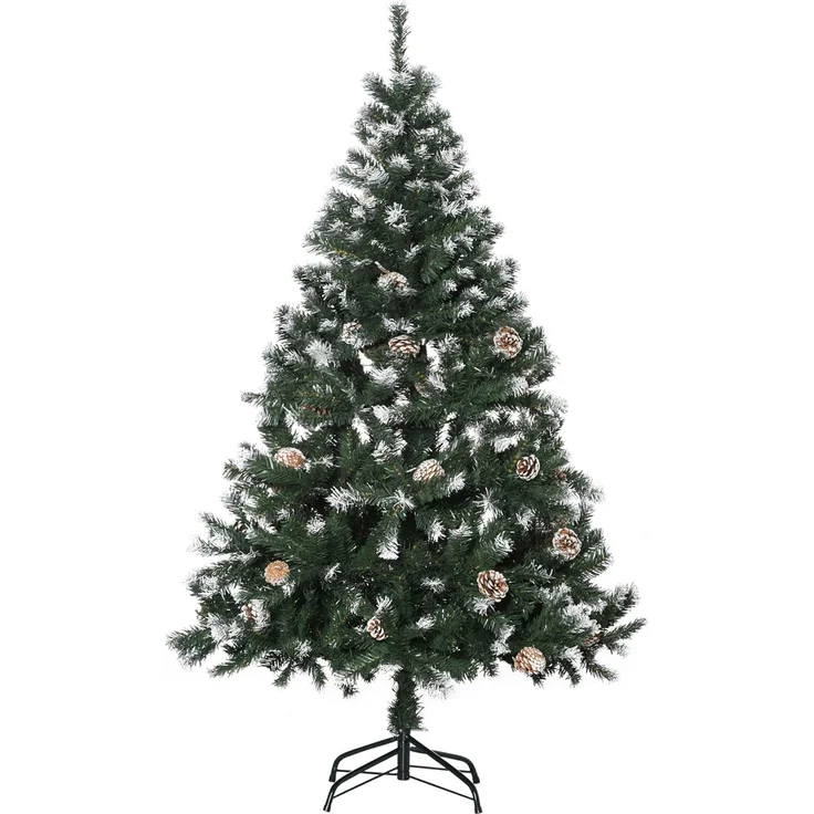 HOMCOM Künstlicher Weihnachtsbaum 150 cm Kunstkiefer, mit 676 Astspitzen, faltbar Standfuß, Kiefer, für Weihnachtsfest, Indoor, Grün