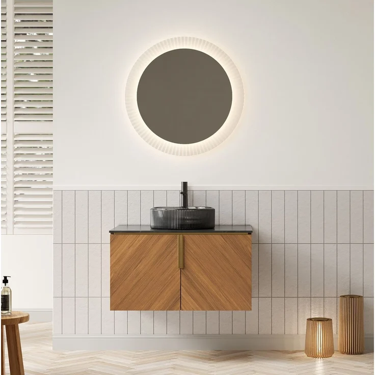 Waschtisch 76 x 50 x 52,6 cm mit Glasbecken, Sintersteinplatte und Soft-Close-Türen – Bild 3