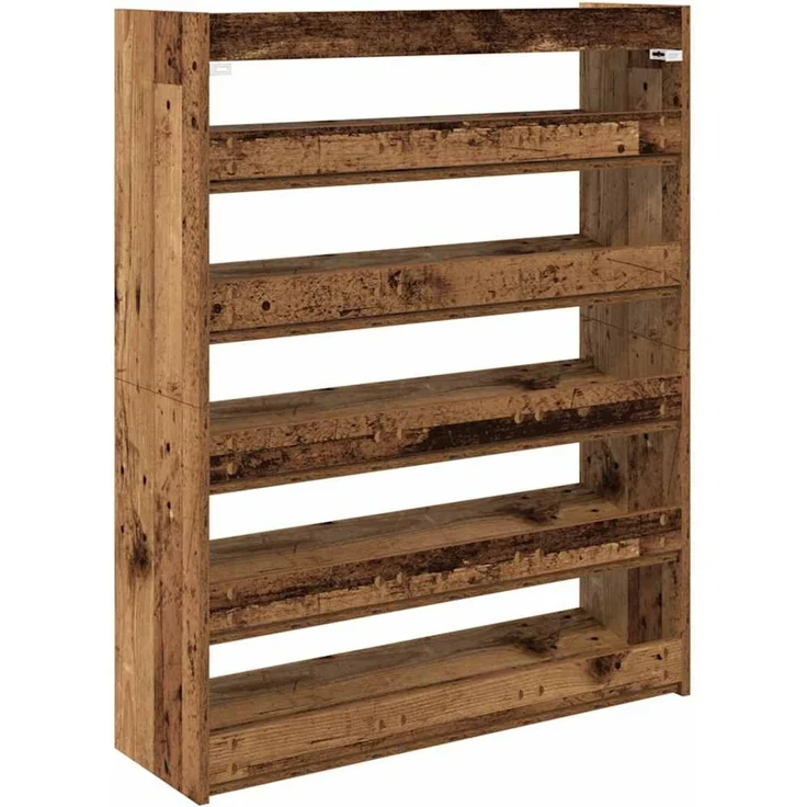 vidaXL Schuhregal Altholz-Optik 80x25x100 cm Holzwerkstoff 859903 – Bild 5