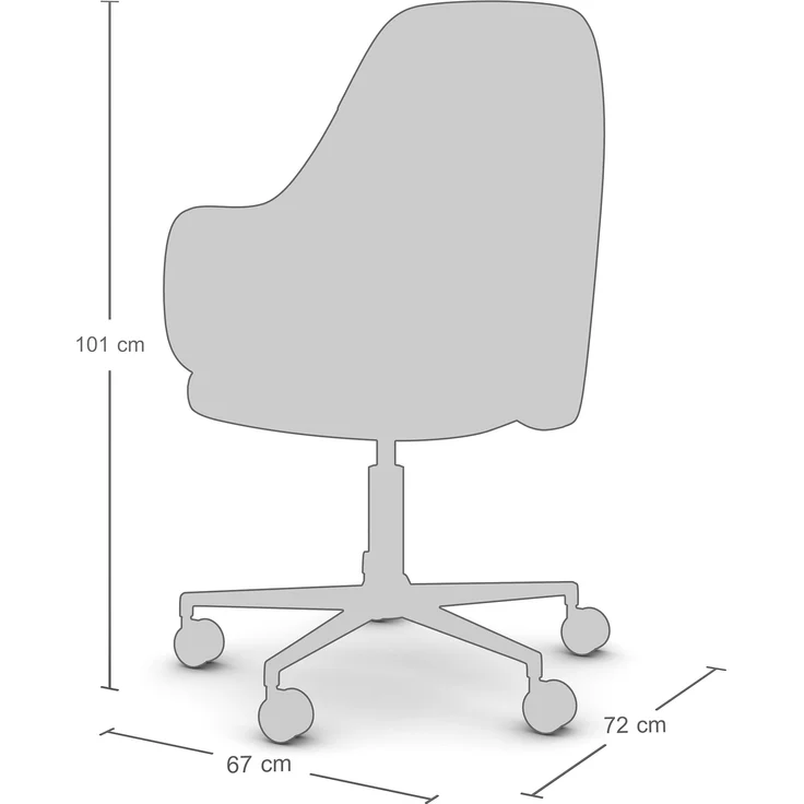 ASSMANN Schalenstuhl Consento Triest High Back gepolstert mit Rollen Hellgrau 56x63x98cm Textil – Bild 6