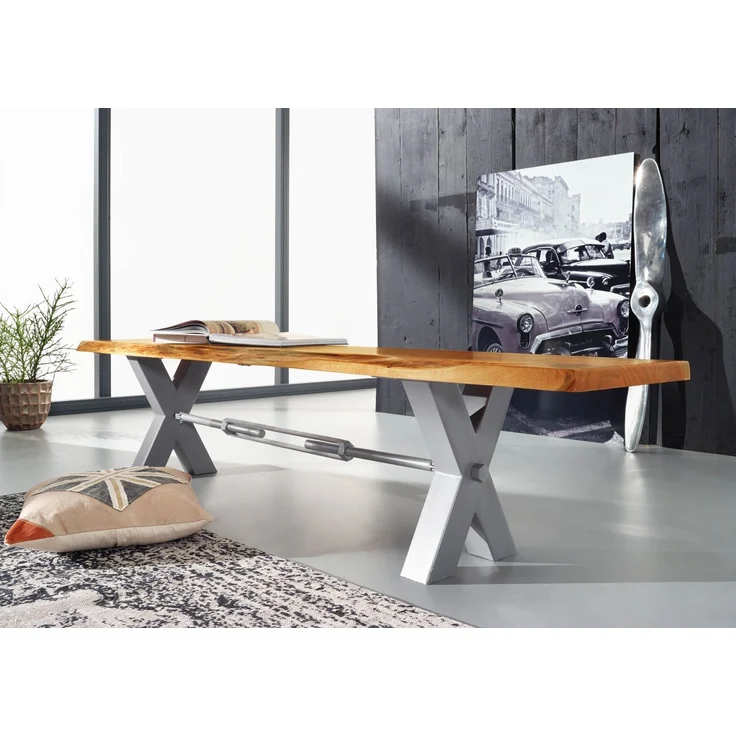 Bank Akazie 200x38x46 natur lackiert IRON LABEL #137 – Bild 4