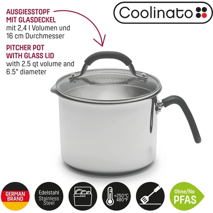 Coolinato Milchtopf Coolinato Universaltopf 16cm 2,4l aus Edelstahl - unbeschichtet – Bild 2