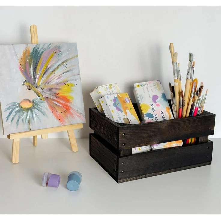 Creative Deco Holzkiste Kiste Holz Deko Holzkiste, Obstkiste Weinkisten Apfelkiste, Schwarz, 30 x 20 x 15 cm – Bild 2