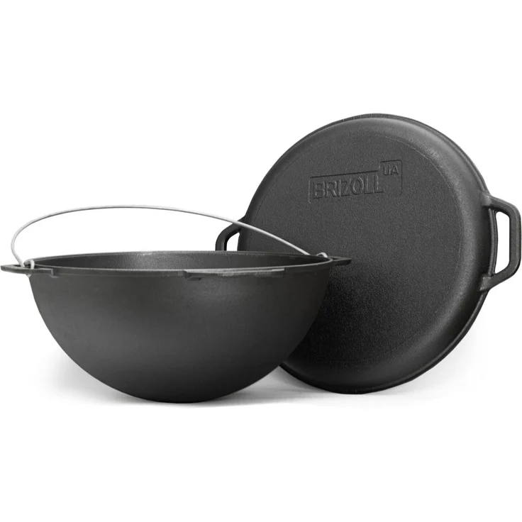 15L Kazan Schwenktopf Gusseisen Kasan DeckelGrillpfanne Grill Campingtopf Kessel – Bild 4