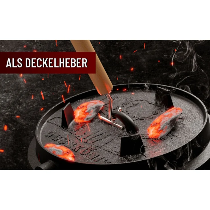 Dutch Oven 12 l mit Füßen – eingebrannt & sofort einsatzbereit, inkl. 2in1 Deckelheber, Reinigungsbürste, Rezeptbuch & Pflegeanleitung – Bild 7