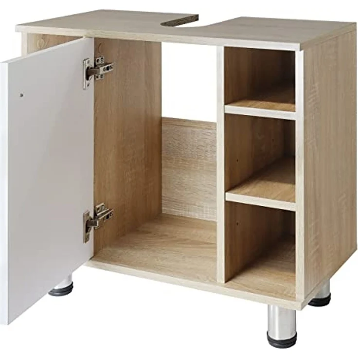 Stabilo Sanitär Waschbeckenunterschrank Waschbeckenunterschrank "Berta" Holz/Eichen Optik Seitenfächern mit Seitenfächern – Bild 4