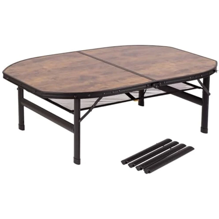 BO-Camp Campingtisch Industrial Melrose, 120x80 cm, Schwarz mit Holzoptik, 7,2 kg, 30 kg Belastbarkeit, Aluminium, MDF – Bild 3