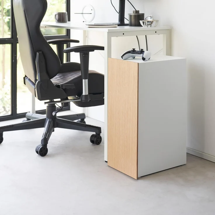 Yamazaki Beistellschrank Tower Schrank Metall für Spielekonsole für Wohnzimmer Büro zur Organisation von Konsolen, 2 ausziehbare Controllerhalter – Bild 12