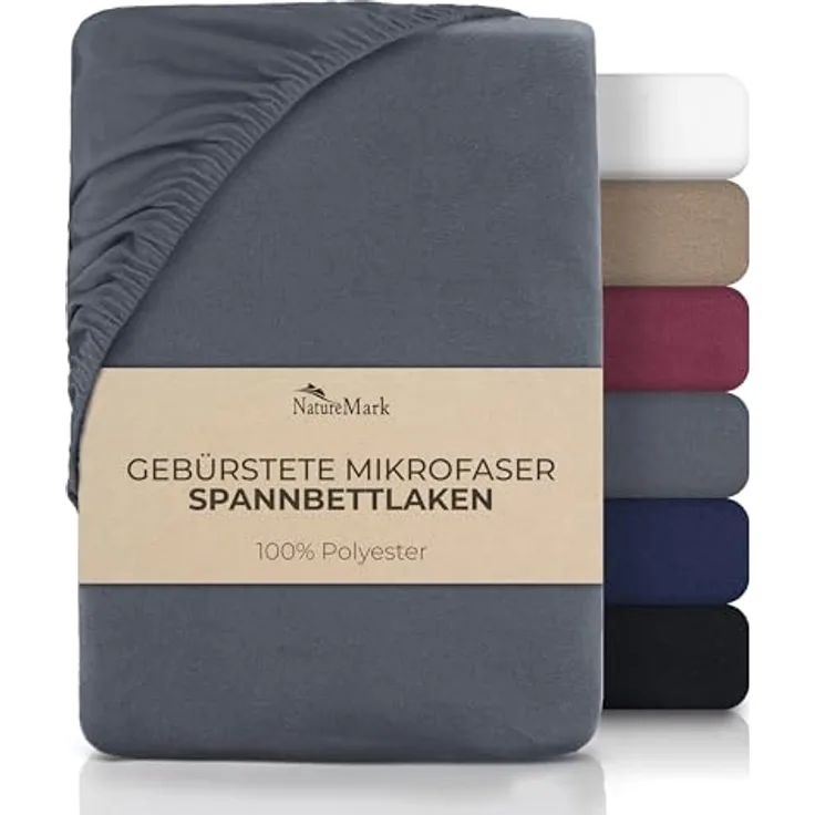 NatureMark Mikrofaser Spannbettlaken – weich, atmungsaktiv und pflegeleicht – hautfreundlich – 90x200 cm, Anthrazit grau