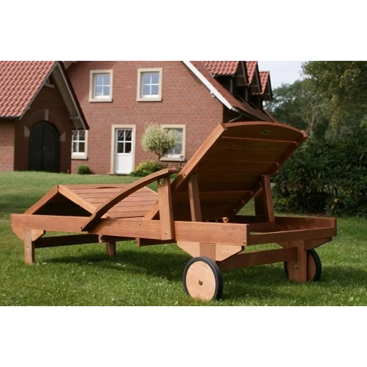 Hecht Gartenliege ERA Lounger, Meranti Holz, ausziehbarer Tisch, 4-fach Verstellung – Bild 3