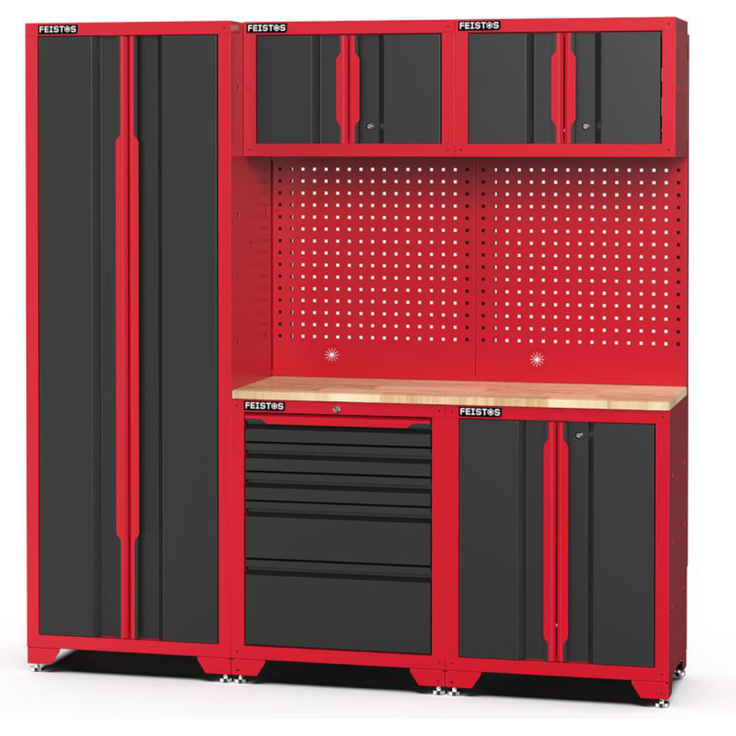 Feistos Werkstatteinrichtung "Juno 22", schwarz/rot, 198 x 46 x 198 cm (B x T x H),1 Hochschrank