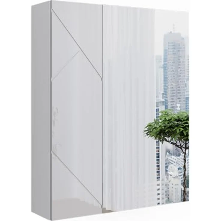 Badspiegelschrank Irma Weiß/Weiß Hochglanz 60 x 75 cm Vicco – Bild 2