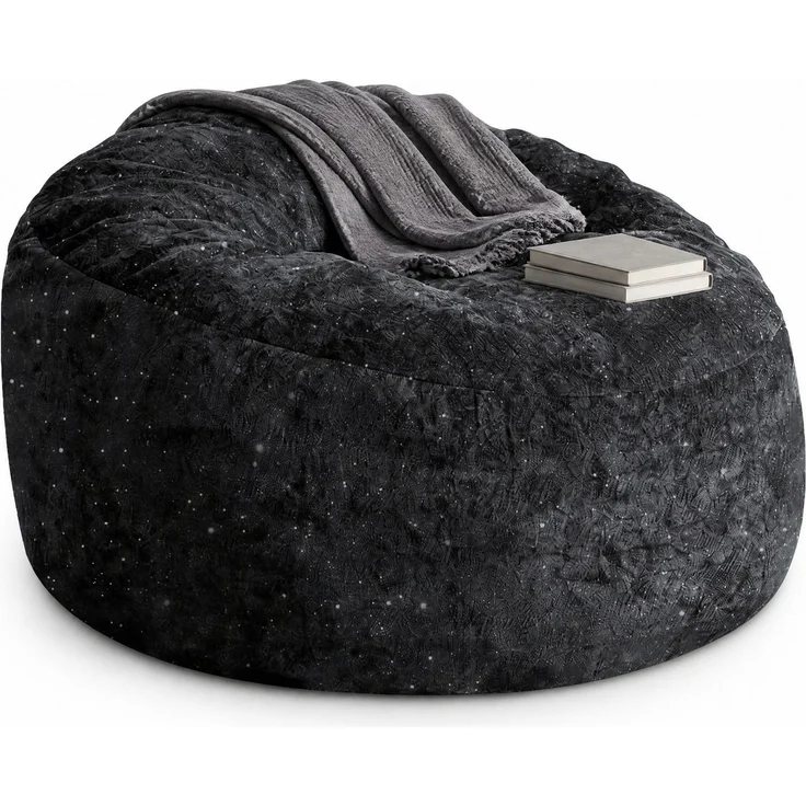 Bean Bag Sessel 100cm×98cm×61cm – schwarzes Flannelette mit hoher Rückenlehne – Bild 5
