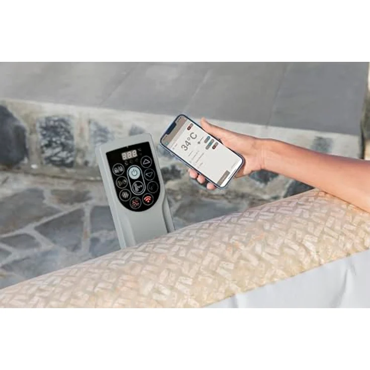 Bestway LAY-Z-SPA® Energiespar-Whirlpool Rome AirJet™ für 7 Personen, 201 x 201 x 71 cm, mit App-Steuerung, integrierter UltraFit™-Pumpeneinheit und Sandmarmor-Optik – Bild 4