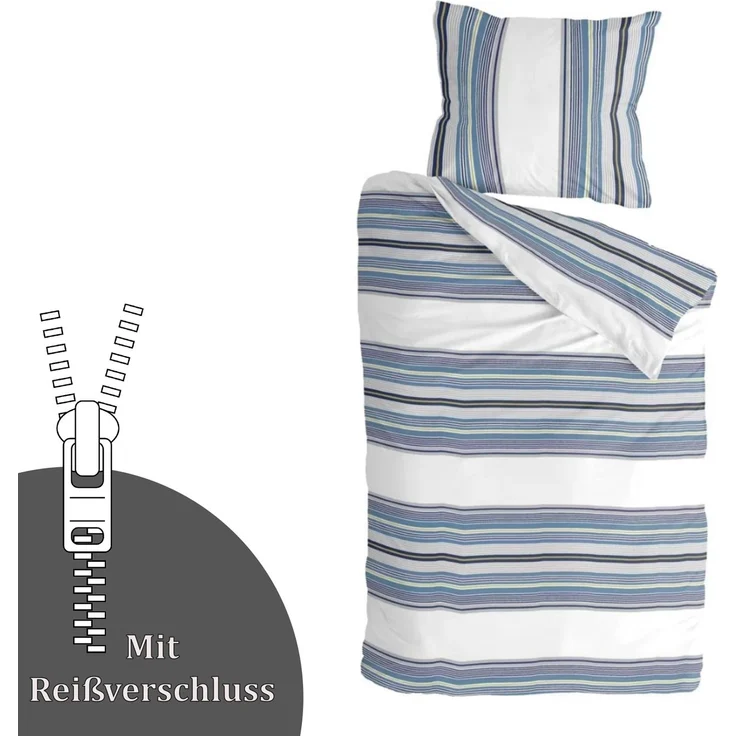 Bettwäsche-Set (135x200cm) - Byrklund Two Ways White/Blue – Bild 3