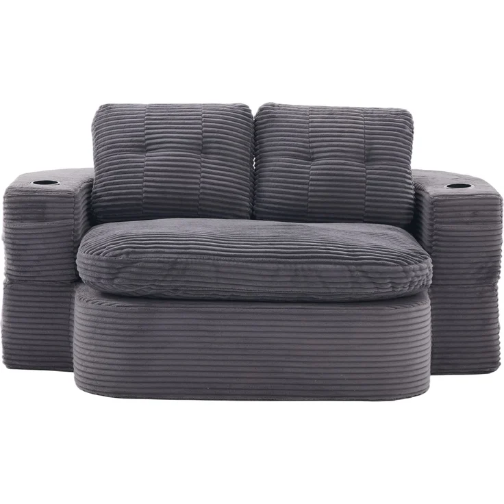 Schlafsessel 2-in-1 in Dunkelgrau 165cm×97cm×61cm mit Liegefunktion und doppelten Getränkehaltern – Bild 4