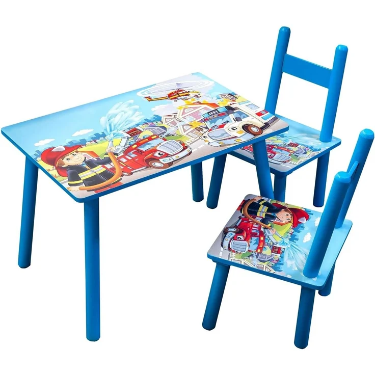 HTI-Line Kindersitzgruppe Kindertischgruppe Feuerwehr, (Set, 3-tlg, 1 Tisch, 2 Stühle), Kindertisch Kinderstuhl Kindermöbel – Bild 1