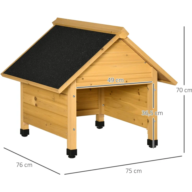 JARDJ Holzgarage für Rasenmäher Roboter Mähroboter Carport 75x76x70 cm Gelb, Sonnen- & Regenschutz für Rasenroboter – Bild 3