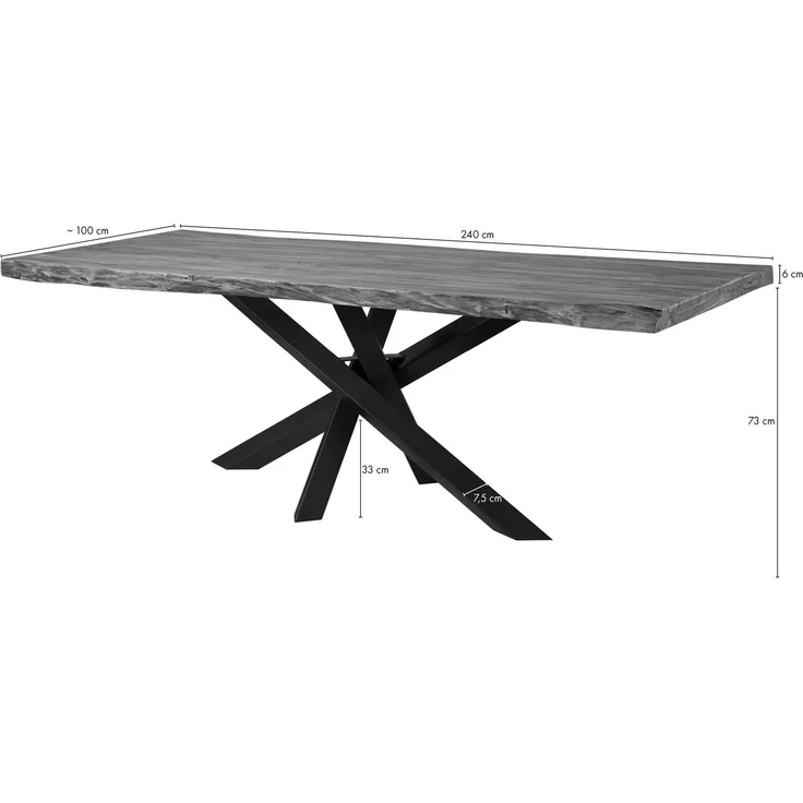 Baumtisch Sheesham 240x100x79 natur gebeizt / Mikado-Beine anthrazit matt FREEFORM 5 – Bild 6