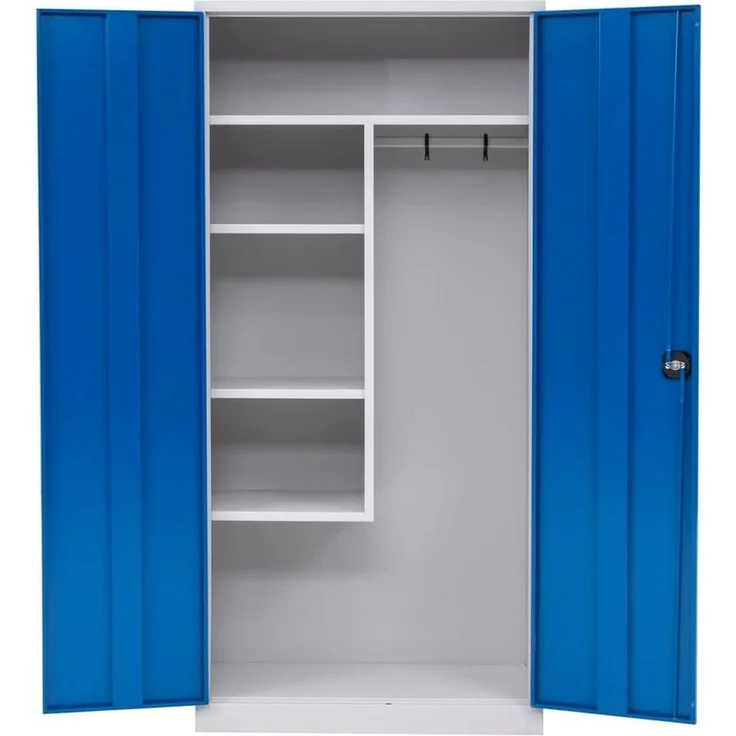 Putzmittelschrank, 92x195x42cm, grau/blau – Bild 9