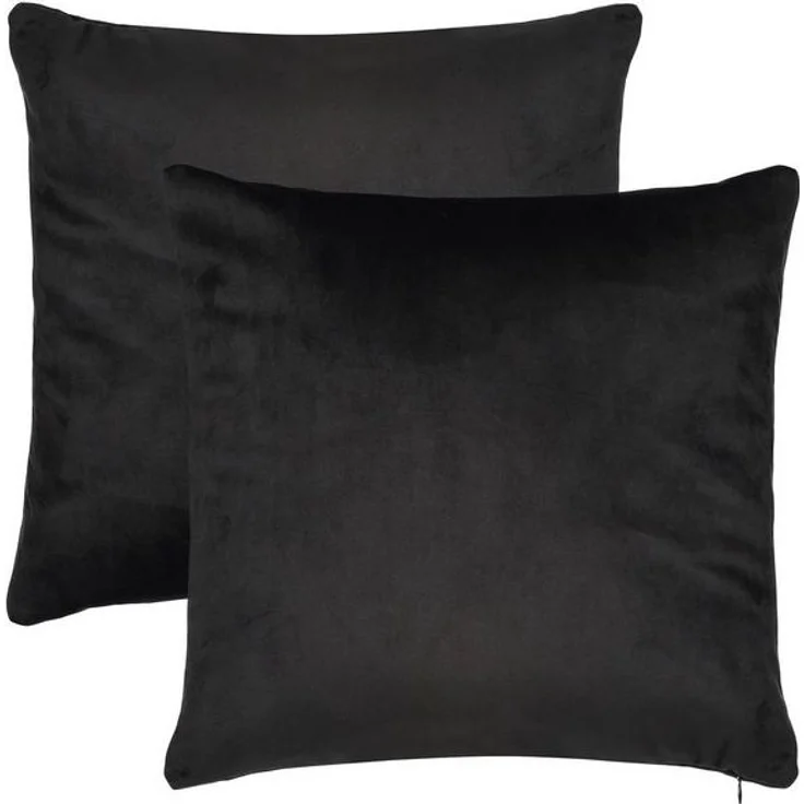 Barbons Kissenbezug 40x40 2er Set – Samt Dekokissenbezug weiche Kissenbezüge Kissenhülle mit Reißverschluss Kopfkissenbezug (40x40, Schwarz) – Bild 4