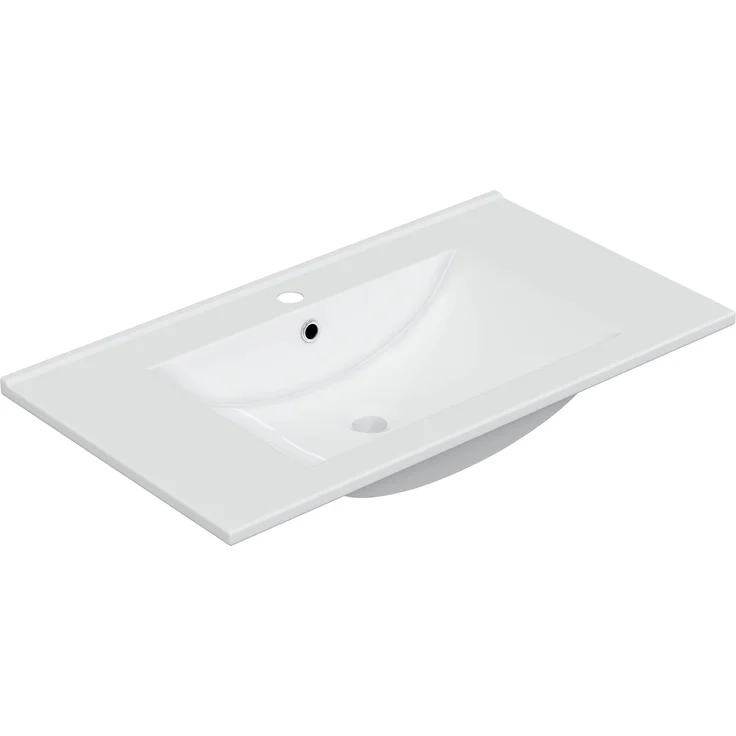 Badezimmer-Set >LEA< (3-tlg.) in Weiß glänzend / Eiche Dekor - 80x86x45 (BxHxT) – Bild 7