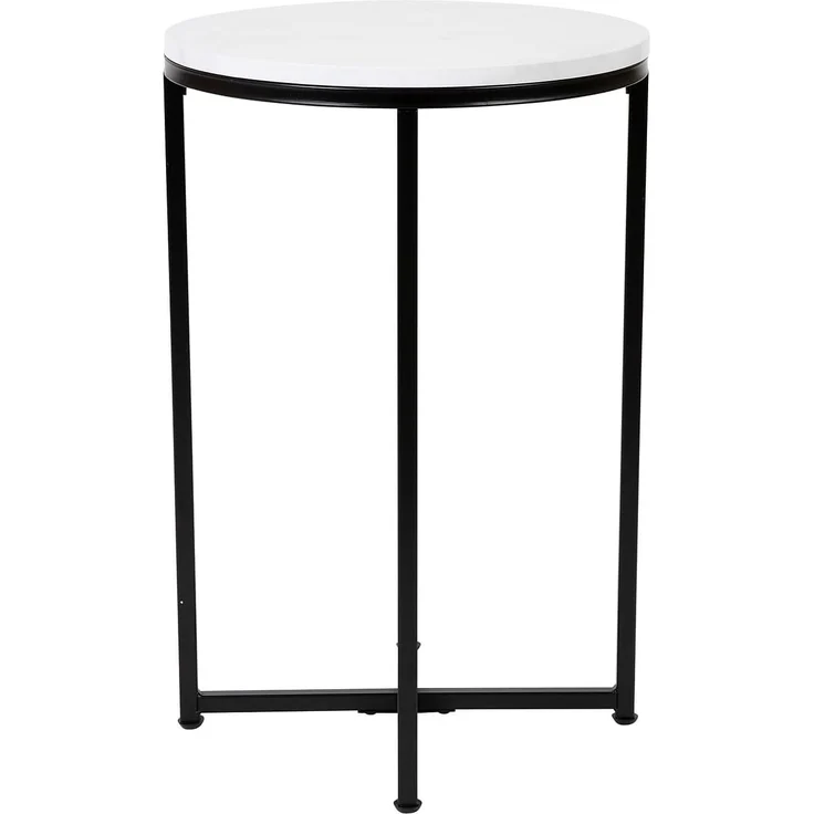 Flash Furniture Beistelltisch Wohnzimmer weiß marmor matt schwarz – Bild 6