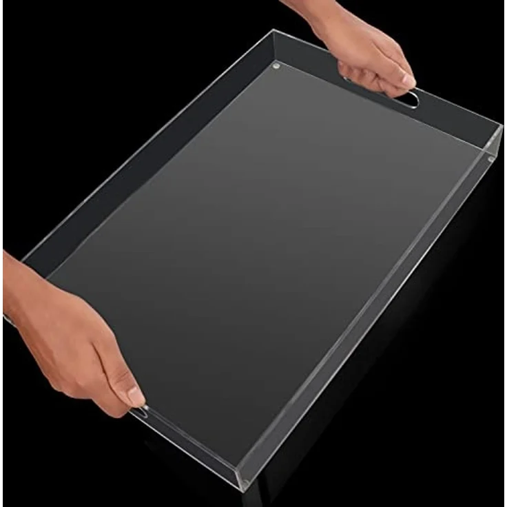 Kurtzy Organizer Acryl Serviertablett - 40 x 30 cm, Acryl Serviertablett für Getränke, Frühstück & Essen - L40 x B30 cm – Bild 3